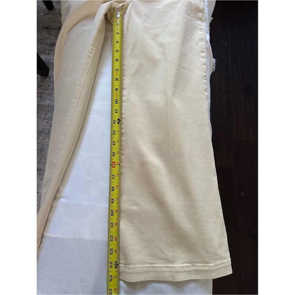 Pilcro Lace-Up Wide Leg Crop Pants Cream Hemp Cotton Blend Size 27 - Picture 10 of 12